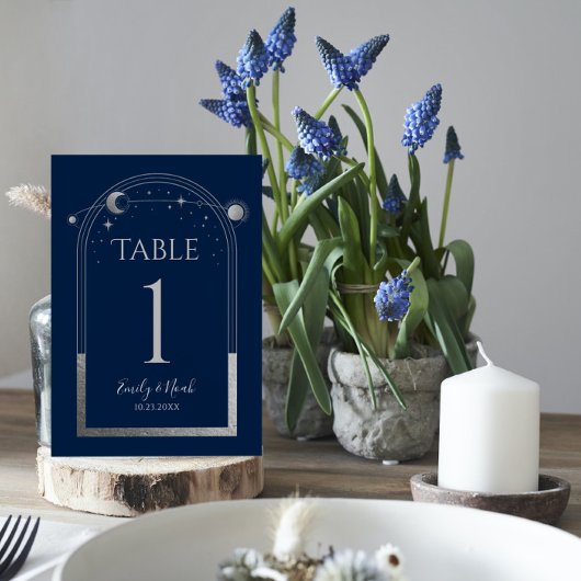 Mystical Blue Silver Sun Moon Astronomy Weddenscha Kaart