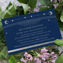 Mystical Blue Silver Sun Moon Stars Accommodatie Informatiekaartje