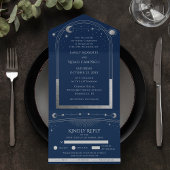 Mystical Blue Silver Sun Star Moon Astronomie Spac All In One Uitnodiging