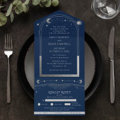 Mystical Blue Silver Sun Star Moon Astronomie Spac All In One Uitnodiging