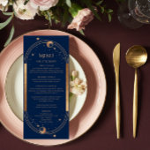 Mystical Blue Sun Moon Stars Space Weddenschap Menu