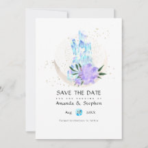 Mystical Boho Crystal Moon Wedding Save the Date