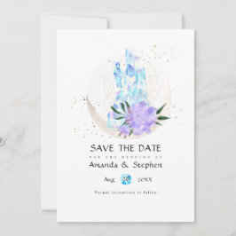 Mystical Boho Crystal Moon Wedding Save the Date