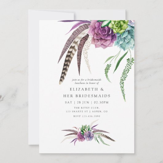 Mystical Boho Succulent Bridesmaids Luncheon Kaart (Voorkant)