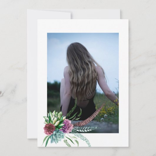 Mystical Boho Succulent Celebration of Life Foto Kaart (Achterkant)