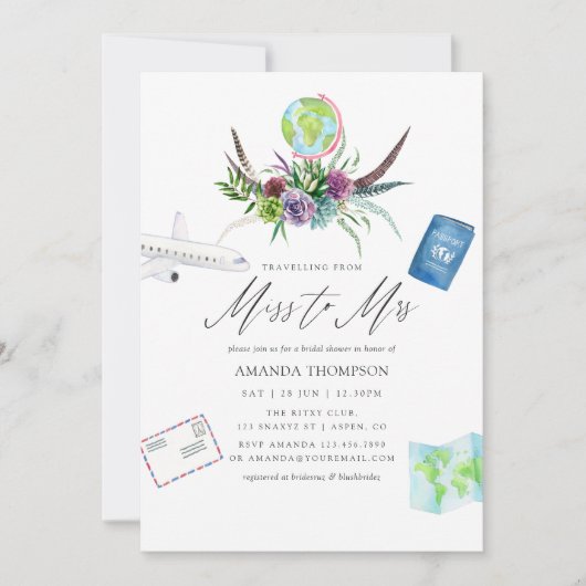 Mystical Boho Succulent Miss to Mrs Vrijgezellenfe Kaart (Voorkant)