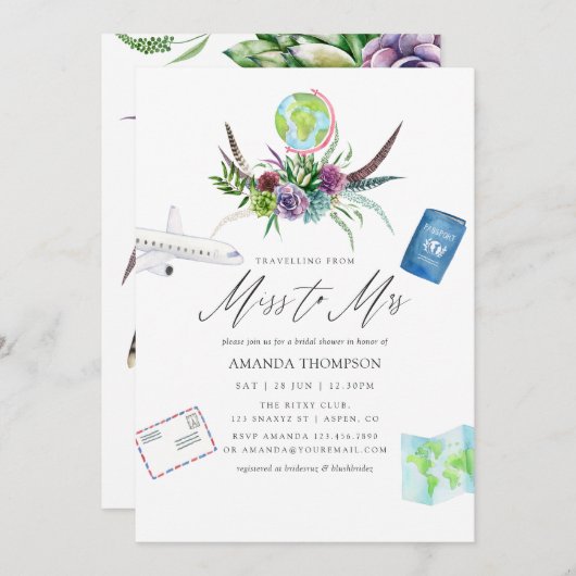 Mystical Boho Succulent Miss to Mrs Vrijgezellenfe Kaart (Voorkant / Achterkant)