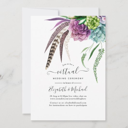 Mystical Boho Succulent Online Virtual Wedding Kaart (Voorkant)