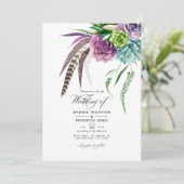 Mystical Boho Succulent Planten Weddenschap Foto Kaart (Staand voorkant)