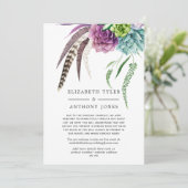 Mystical Boho Succulent Wedding Reduced Guest List Aankondiging (Staand voorkant)