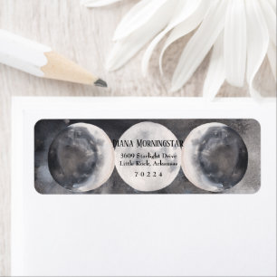 Mystical Boho Triple Moon Wicca Return Address Etiket