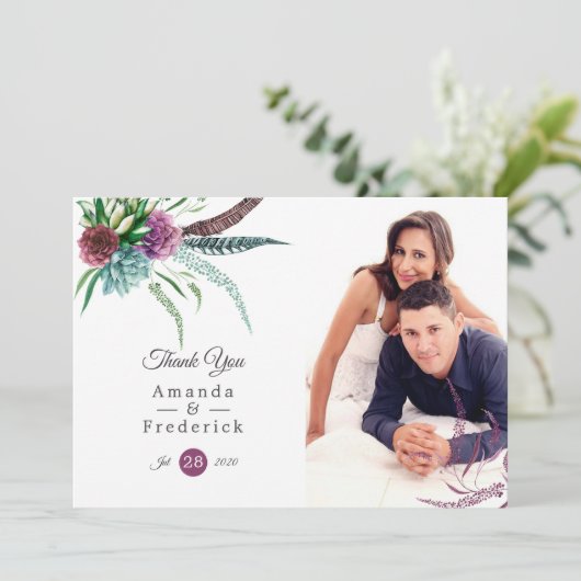 Mystical Boho Waterverf Succulent Wedding Bedankkaart (Staand voorkant)