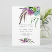 Mystical Boho Waterverf Succulent Wedding Kaart (Staand voorkant)