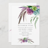 Mystical Boho Waterverf Succulent Wedding Kaart (Voorkant / Achterkant)