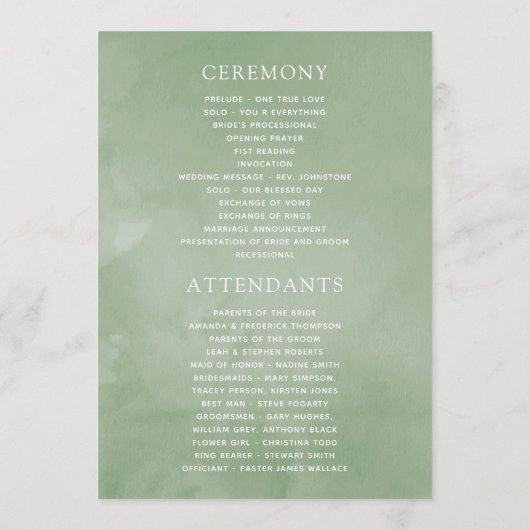 Mystical Boho Waterverf Succulent Wedding Programmakaart (Achterkant)