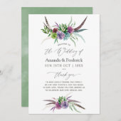 Mystical Boho Waterverf Succulent Wedding Programmakaart (Voorkant / Achterkant)