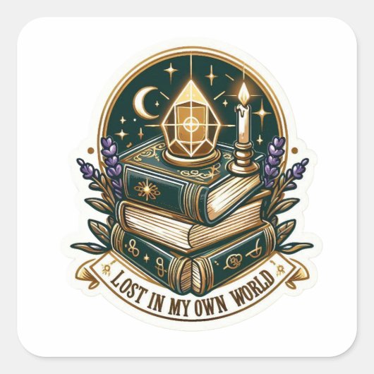 Mystical Bookstack Sticker - Lost In My Own World  (Voorkant)