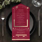 Mystical Burgundy Sun Star Moon Astronomie Space All In One Uitnodiging