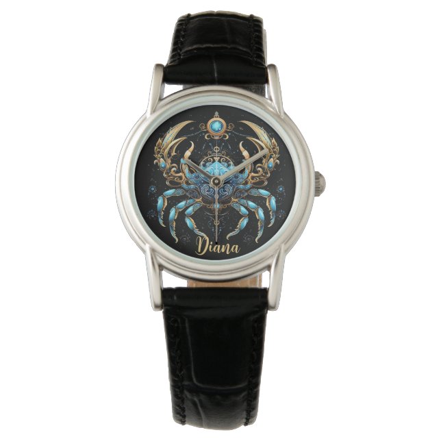 Mystical Cancer Zodiac Artwork  Horloge (Voorkant)