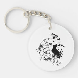 Mystical Cat and Moon Sleutelhanger