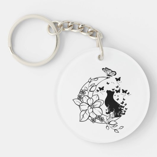 Mystical Cat and Moon Sleutelhanger (Voorkant)