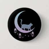 Mystical Cat Crescent Moon Horoscope Gothic Ronde Button 5,7 Cm (Voorkant)