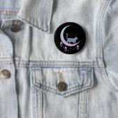 Mystical Cat Crescent Moon Horoscope Gothic Ronde Button 5,7 Cm (In situ)