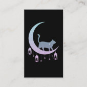 Mystical Cat Crescent Moon Horoscope Gothic Visitekaartje (Voorkant)