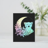 Mystical Cat Crescent Moon Pastel Gothic Wicca Briefkaart (Staand voorkant)