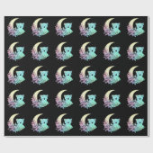 Mystical Cat Crescent Moon Pastel Gothic Wicca Cadeaupapier (Vlak)