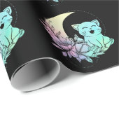 Mystical Cat Crescent Moon Pastel Gothic Wicca Cadeaupapier (Rol Hoek)