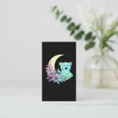 Mystical Cat Crescent Moon Pastel Gothic Wicca Visitekaartje (Staand voorkant)
