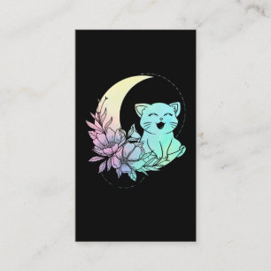 Mystical Cat Crescent Moon Pastel Gothic Wicca Visitekaartje
