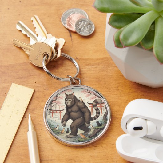 Mystical Cat-Foot in Japanese Forest Keychain (Bureau)