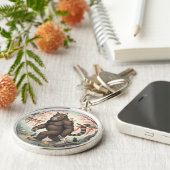 Mystical Cat-Foot in Japanese Forest Keychain (Zijkant)