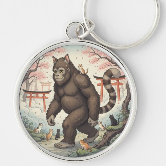 Mystical Cat-Foot in Japanese Forest Keychain (Voorkant)