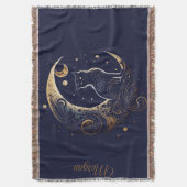 Mystical Cat Moon - Personalized Celestial Gift Deken (Voorkant Verticaal)