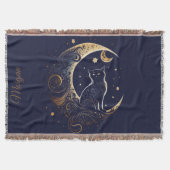 Mystical Cat Moon - Personalized Celestial Gift Deken (Voorkant)
