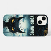 Mystical Cat Overlook: Enchanted Cityscape iPhone Hoesje (Achterkant horizontaal)