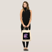 Mystical Cat Under Moon – Dreamy Purple Night Wate Tote Bag (Voorkant (model))