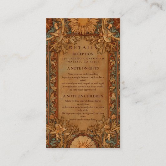Mystical Celestial Baroque Wedding Informatiekaartje (Voorkant)