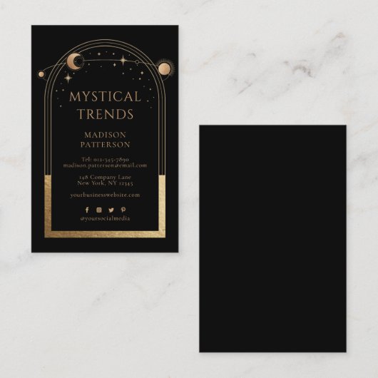 Mystical Celestial Black Gold Sun-boon Visitekaartje (Voorkant / Achterkant)
