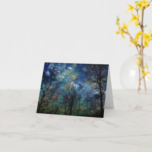 Mystical Celestial Forest Stars Natuur Note Card Kaart (Gele Bloem)