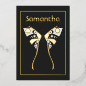Mystical Celestial Gold and Silver Moth Folie Uitnodiging (Voorkant)