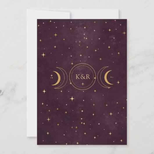 Mystical Celestial Gold Moon Clouds Wedding Save The Date (Achterkant)