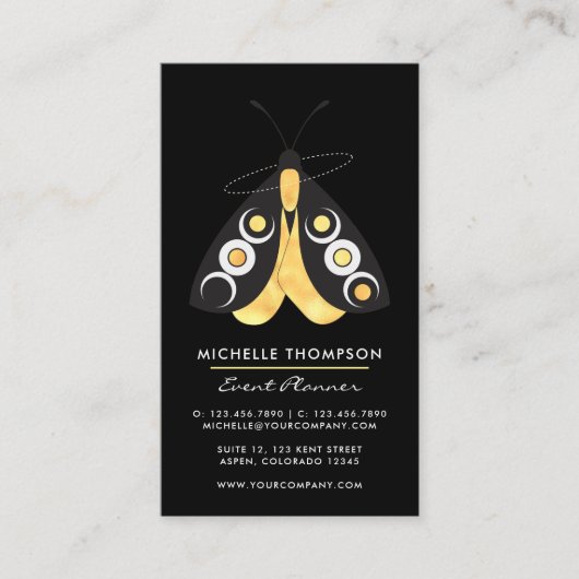 Mystical Celestial Gold Moth Visitekaartje (Voorkant)