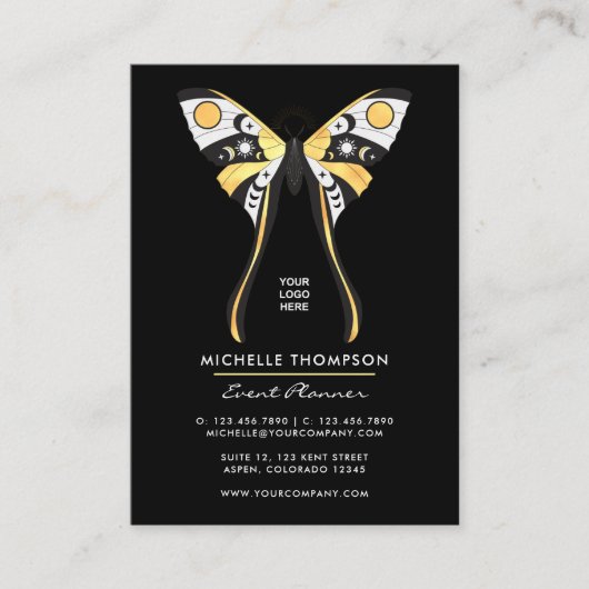 Mystical Celestial Gold Moth Visitekaartje (Voorkant)