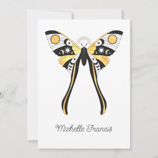 Mystical Celestial Gold Moths Invitation Kaart (Voorkant)