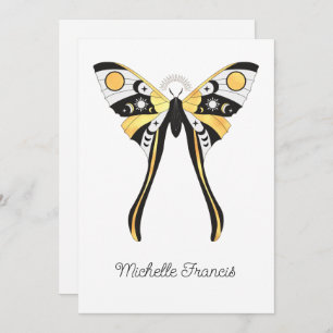 Mystical Celestial Gold Moths Invitation Kaart
