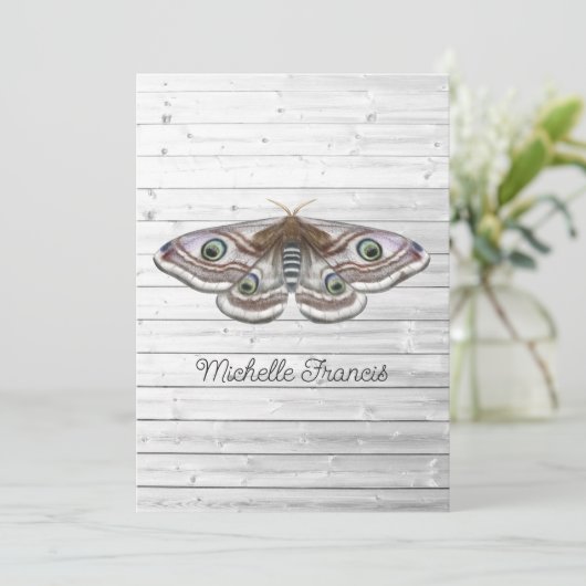 Mystical Celestial Gold Moths Invitation Kaart (Staand voorkant)